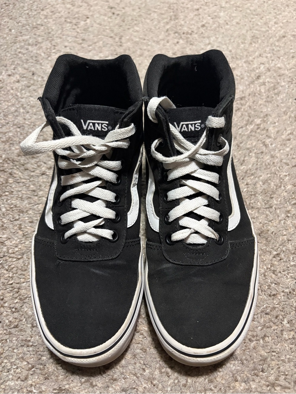 Vans Black and White High Top Skate Sneakers